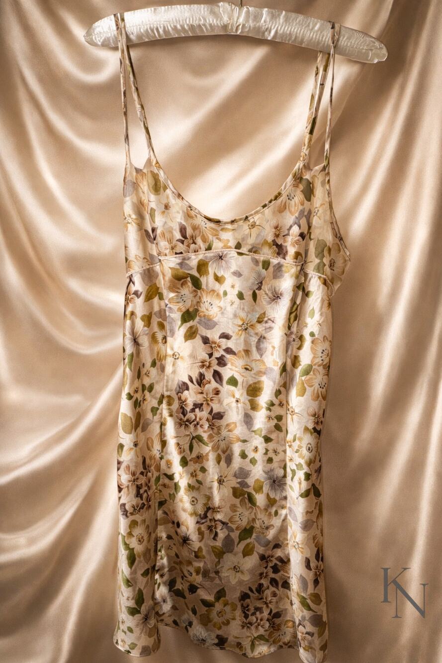 Victoria’s Secret 100% Silk Floral Chemise Slip Dress • Size L • Vintage Y2K